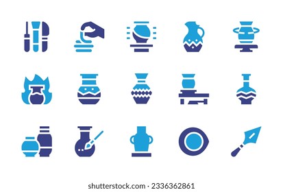 Pottery icon collection. Duotone color. Vector illustration. Containing pottery, ceramics, vase, ceramic, tool. 