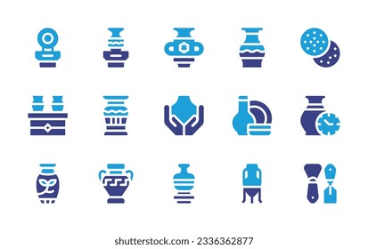 Pottery icon collection. Duotone color. Vector illustration. Containing ceramic, pottery, ceramics, vase, tools. 