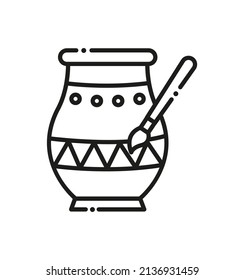 Pottery icon. Linear style. Hobby vector illustration.