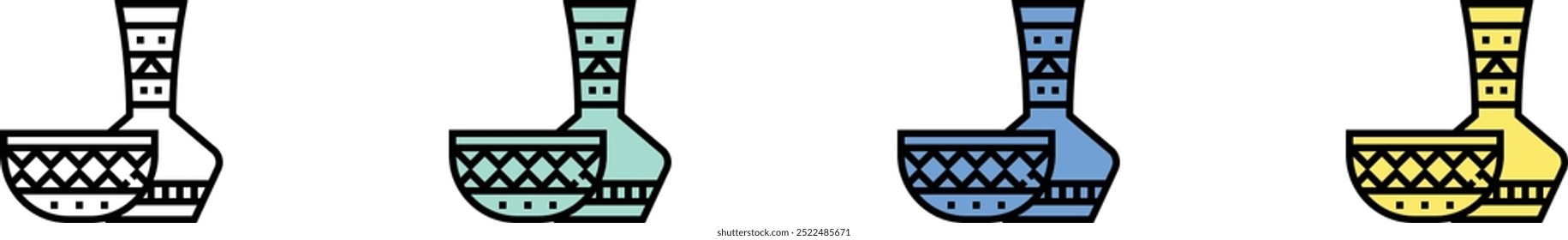 pottery icon. Outline, Green, Blue and Yellow Style Design Isolated On White Background