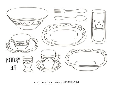 Pottery icon set