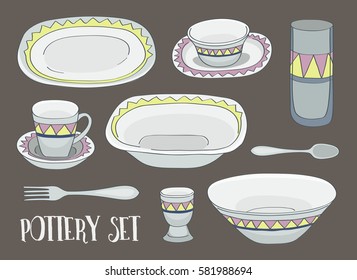 Pottery icon set