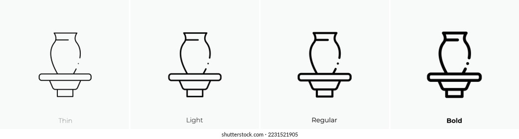pottery icon. Thin, Light Regular And Bold style design isolated on white background