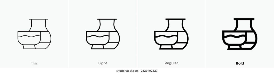 pottery icon. Thin, Light Regular And Bold style design isolated on white background