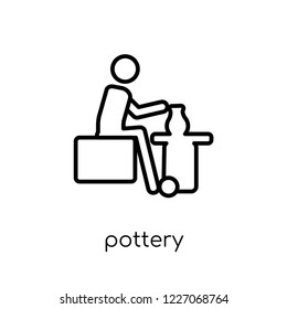 Pottery icon. Trendy modern flat linear vector Pottery icon on white background from thin line Activity and Hobbies collection, editable outline stroke vector illustration