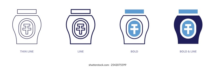 Pottery jar icon in 4 different styles. Thin Line, Line, Bold, and Bold Line. Duotone style. Editable stroke.