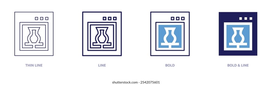 Pottery kiln icon in 4 different styles. Thin Line, Line, Bold, and Bold Line. Duotone style. Editable stroke.