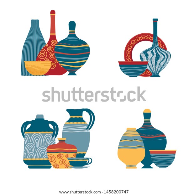 Pottery Kitchenware Vases Clay Bowls Pots Royalty Free Stock Image