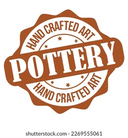 Pottery label or stamp on white background, vector illustration