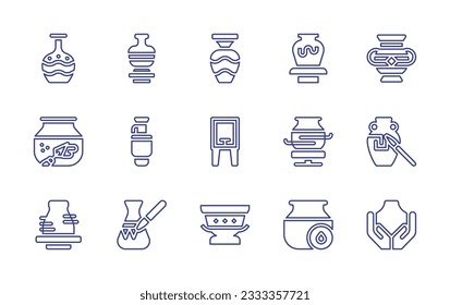 Pottery line icon collection. Editable stroke. Vector illustration. Containing pottery, ceramics, ceramic, spray, painting, damp.