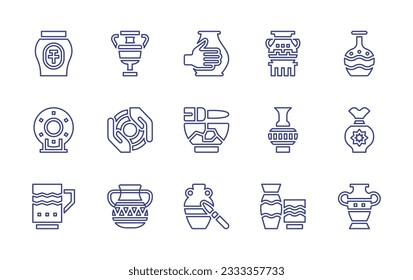 Pottery line icon collection. Editable stroke. Vector illustration. Containing jar, vase, pottery, ceramic, ceramics, glue, mug.
