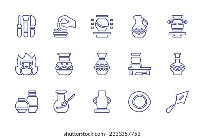 Pottery line icon collection. Editable stroke. Vector illustration. Containing pottery, ceramics, vase, ceramic, tool.