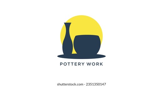 Pottery logo with creative design concept idea