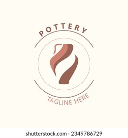 Pottery logo design handmade, creative traditional mug craft sign concept inspiration nature workshop