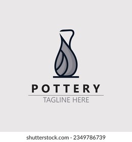 Pottery logo design handmade, creative traditional mug craft sign concept inspiration nature workshop