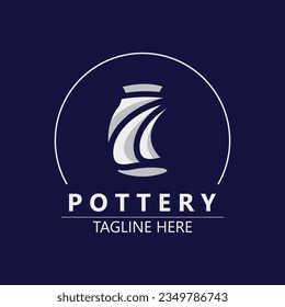 Pottery logo design handmade, creative traditional mug craft sign concept inspiration nature workshop