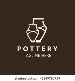 Pottery logo design handmade, creative traditional mug craft sign concept inspiration nature workshop