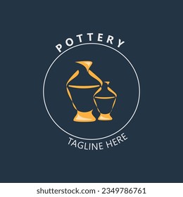 Pottery logo design handmade, creative traditional mug craft sign concept inspiration nature workshop