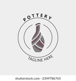 Pottery logo design handmade, creative traditional mug craft sign concept inspiration nature workshop