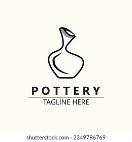 Pottery logo design handmade, creative traditional mug craft sign concept inspiration nature workshop