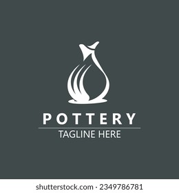 Pottery logo design handmade, creative traditional mug craft sign concept inspiration nature workshop