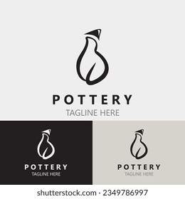 Pottery logo design handmade, creative traditional mug craft sign concept inspiration nature workshop