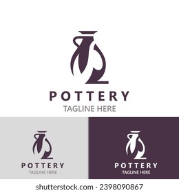 Pottery logo design handmade, creative traditional mug craft concept inspiration nature workshop