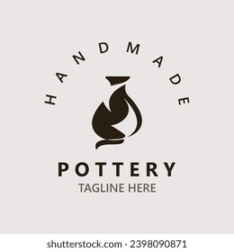 Pottery logo design handmade, creative traditional mug craft concept inspiration nature workshop