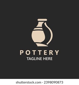 Pottery logo design handmade, creative traditional mug craft concept inspiration nature workshop