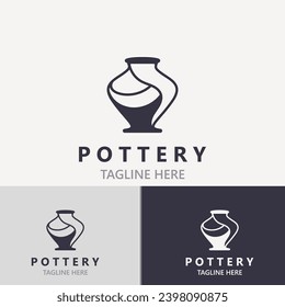 Pottery logo design handmade, creative traditional mug craft concept inspiration nature workshop