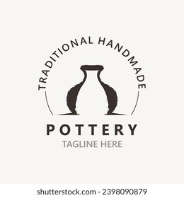 Pottery logo design handmade, creative traditional mug craft concept inspiration nature workshop