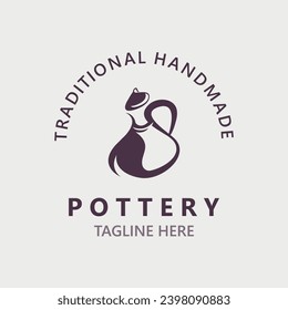 Pottery logo design handmade, creative traditional mug craft concept inspiration nature workshop