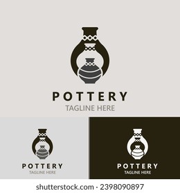 Pottery logo design handmade, creative traditional mug craft concept inspiration nature workshop