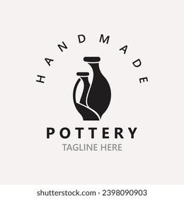 Pottery logo design handmade, creative traditional mug craft concept inspiration nature workshop