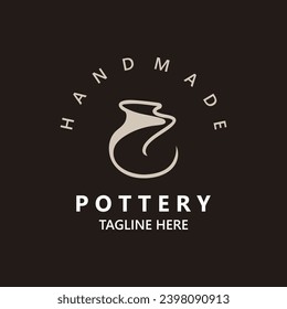 Pottery logo design handmade, creative traditional mug craft concept inspiration nature workshop