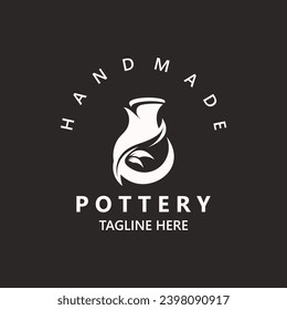 Pottery logo design handmade, creative traditional mug craft concept inspiration nature workshop