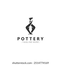 Pottery logo design handmade, creative traditional mug craft concept inspiration nature workshop