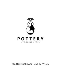 Pottery logo design handmade, creative traditional mug craft concept inspiration nature workshop
