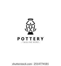 Design de logotipo de cerâmica artesanal, criativo tradicional caneca artesanato conceito inspiração natureza oficina