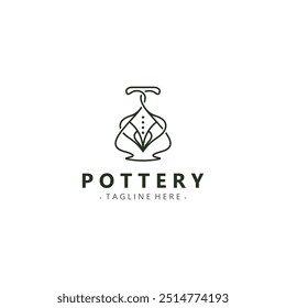 Pottery logo design handmade, creative traditional mug craft concept inspiration nature workshop
