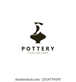 Pottery logo design handmade, creative traditional mug craft concept inspiration nature workshop