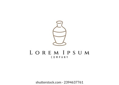 Pottery logo design in line art design style concept