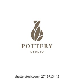 Pottery logo design template flat vector
