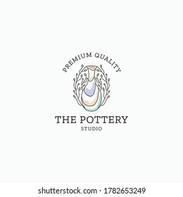 Pottery logo icon design template premium vector