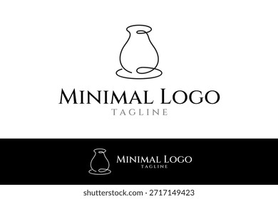 Logotipo de cerámica con estilo de diseño de línea continua simple