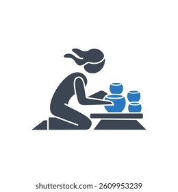Pottery Making Icon On White Background