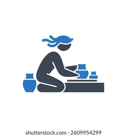 Pottery Making Icon On White Background