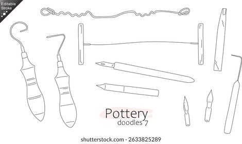 Pottery Making tools – craft tools Line Art