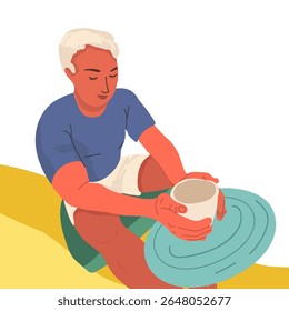 Oficina de cerâmica, oficina. Ilustração de vetor desenhada à mão 

