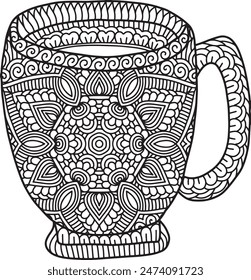 Pottery Mandala Coloring Page | Hand-Drawn Pottery Mandala Coloring Page For Adults